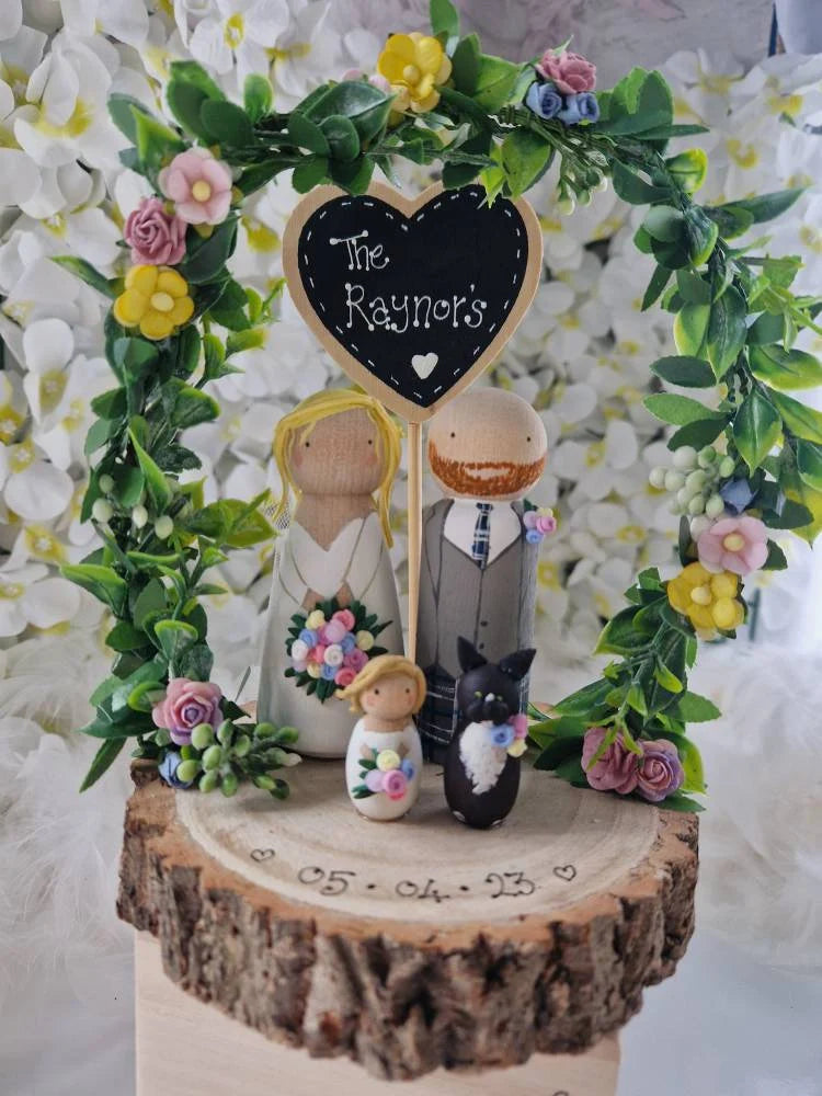 Wooden Peg Wedding Cake Toppers, Personalised