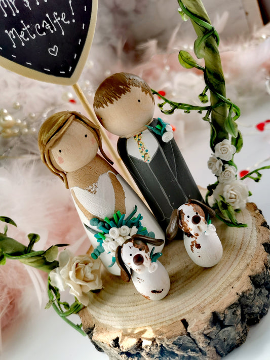 Wooden Peg Wedding Cake Toppers, Personalised