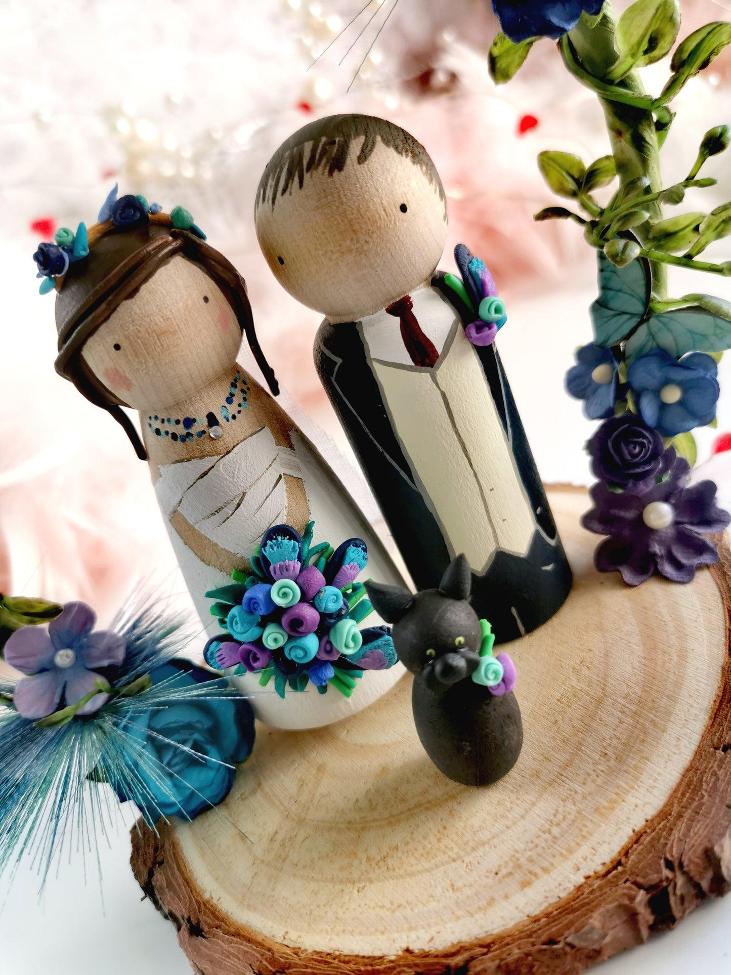 Wooden Peg Wedding Cake Toppers, Personalised