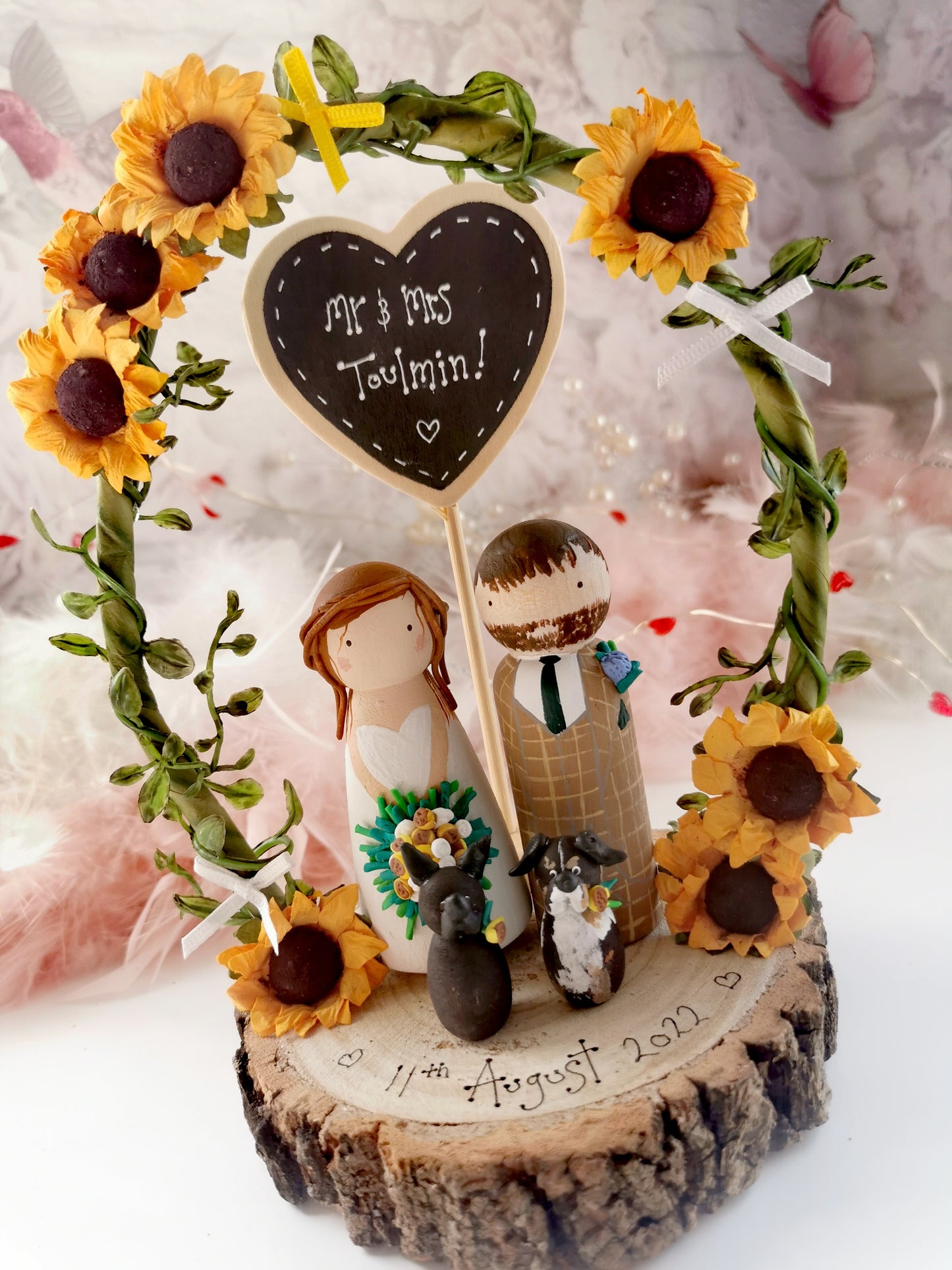 Wooden Peg Wedding Cake Toppers, Personalised