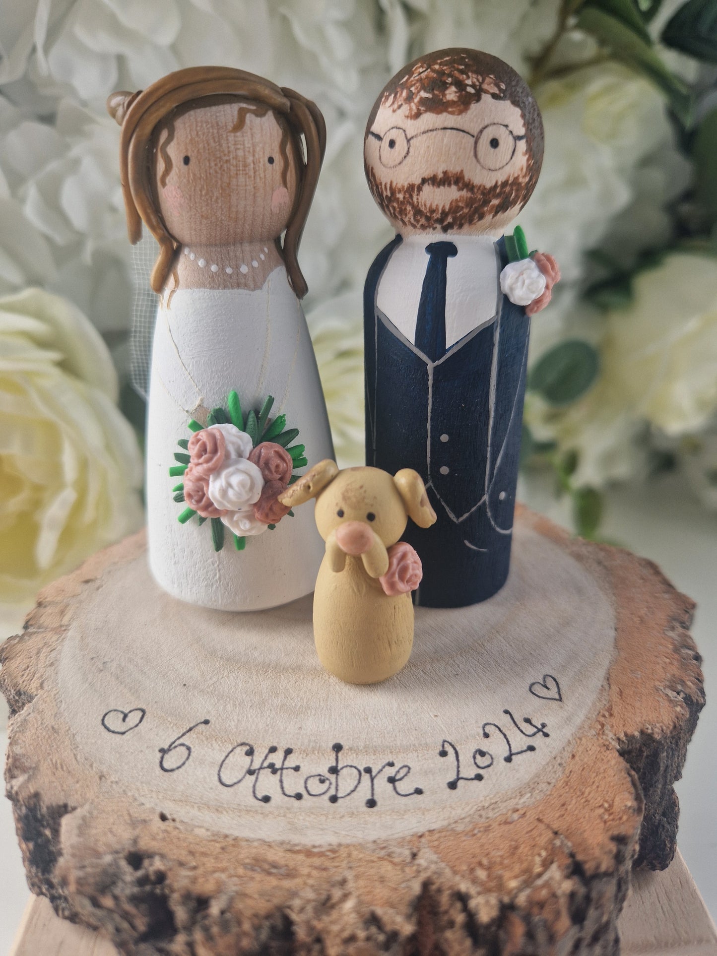 Wooden Peg Wedding Cake Toppers, Personalised