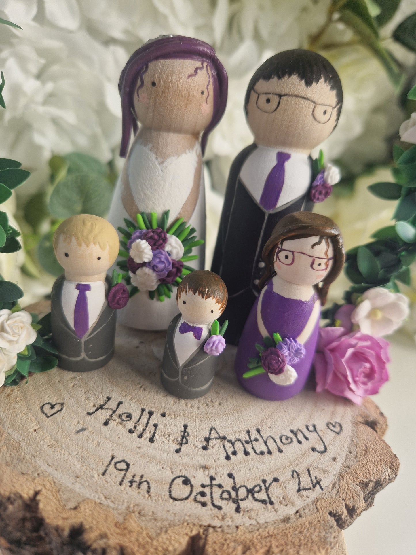 Wooden Peg Wedding Cake Toppers, Personalised