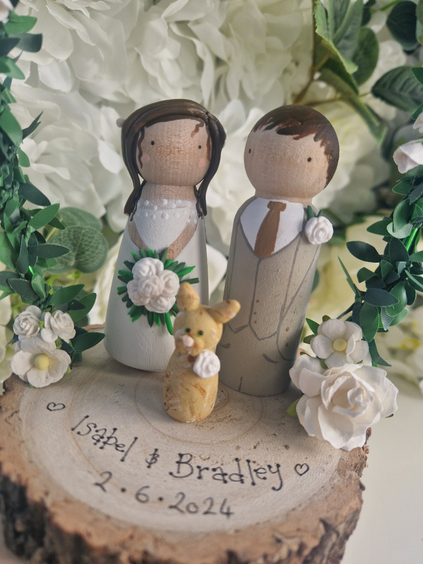 Wooden Peg Wedding Cake Toppers, Personalised