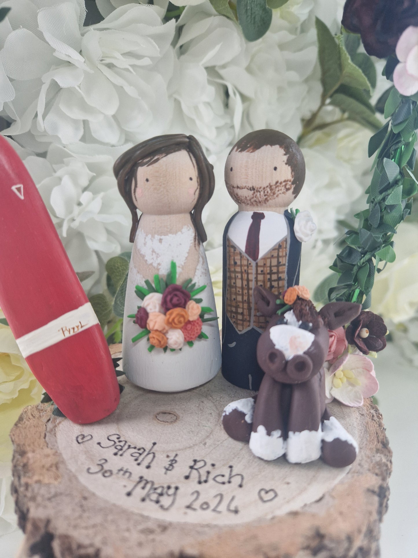 Wooden Peg Wedding Cake Toppers, Personalised